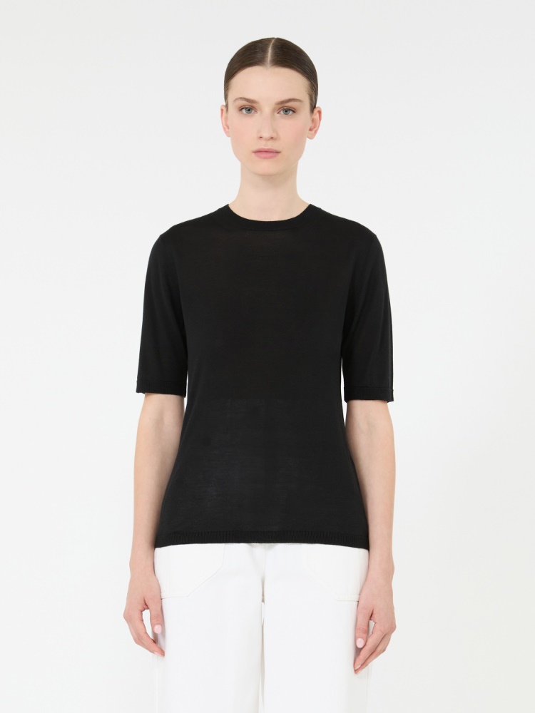 Stockinette-stitched cashmere and silk sweater - BLACK - Max Mara - 2