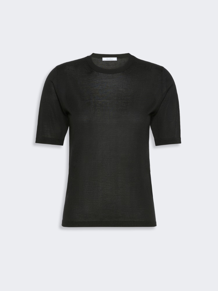 Stockinette-stitched cashmere and silk sweater - BLACK