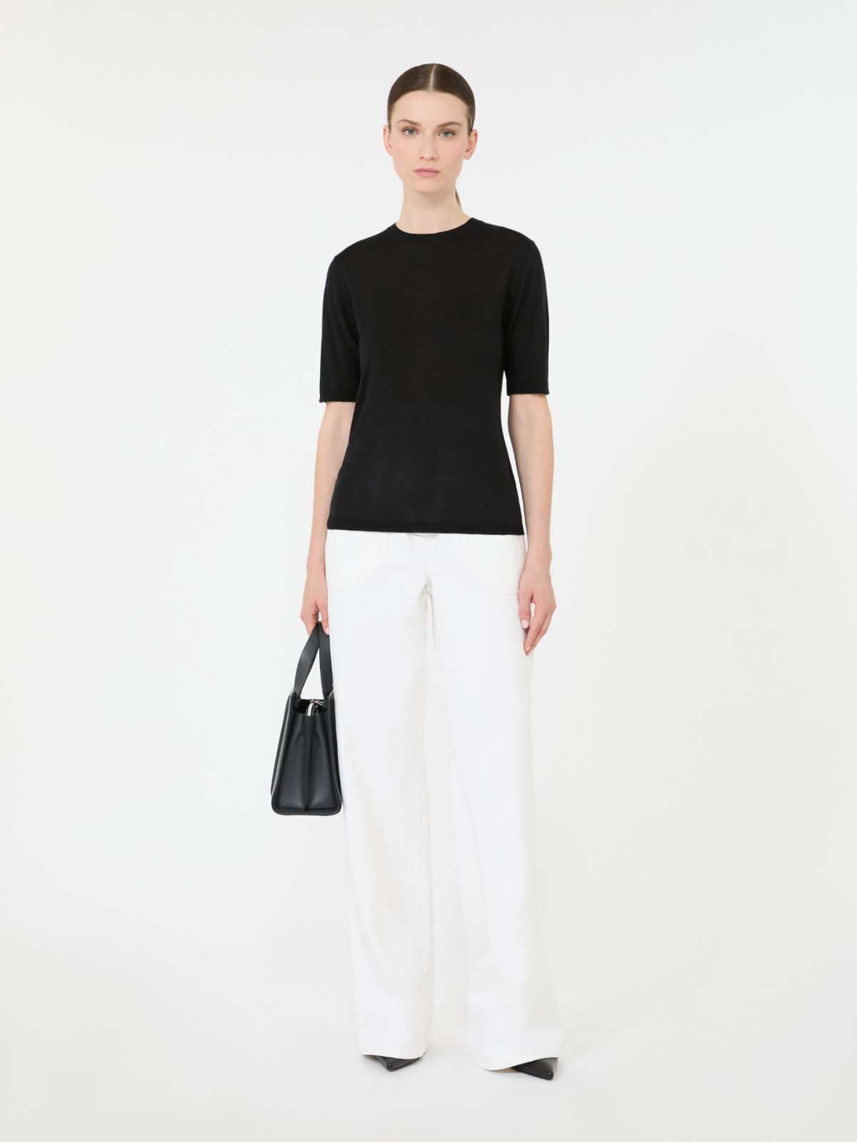 Stockinette-stitched cashmere and silk sweater - BLACK - Max Mara