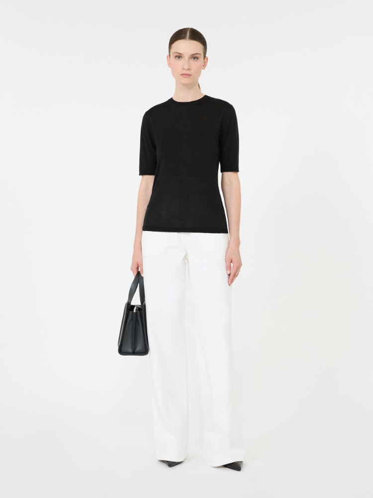 Stockinette-stitched cashmere and silk sweater - BLACK - Max Mara