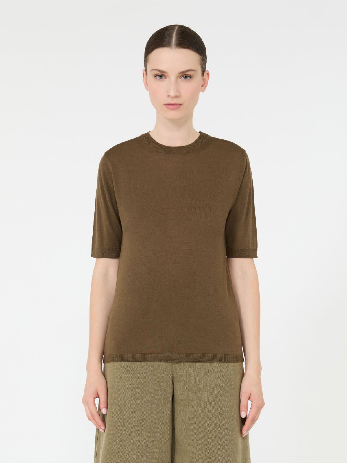 Stockinette-stitched cashmere and silk sweater - KAKI - Max Mara - 2
