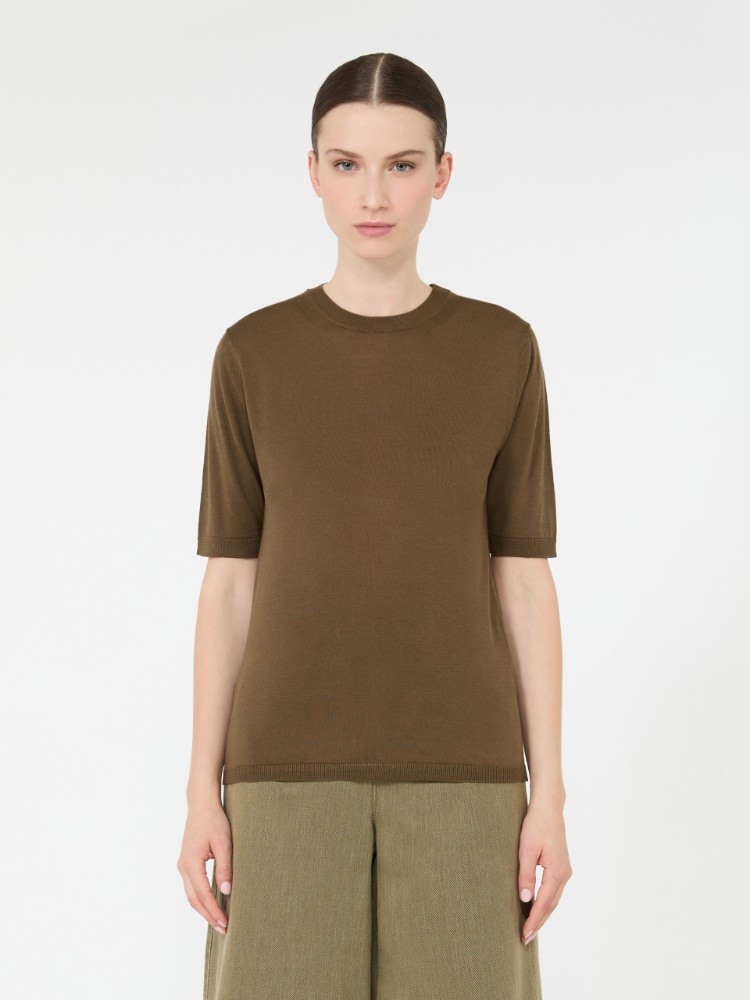 Stockinette-stitched cashmere and silk sweater - KAKI - Max Mara - 2