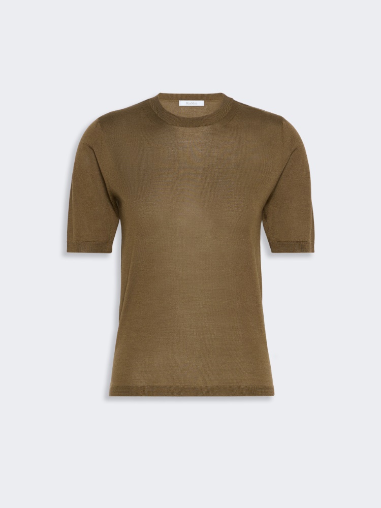 Stockinette-stitched cashmere and silk sweater - KAKI