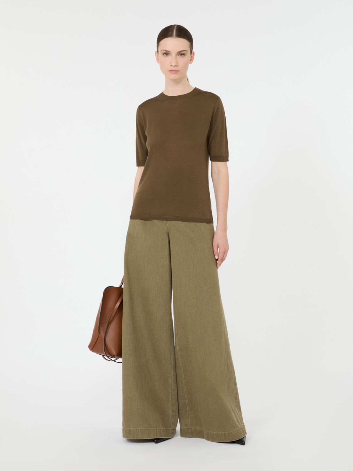 Stockinette-stitched cashmere and silk sweater - KAKI - Max Mara