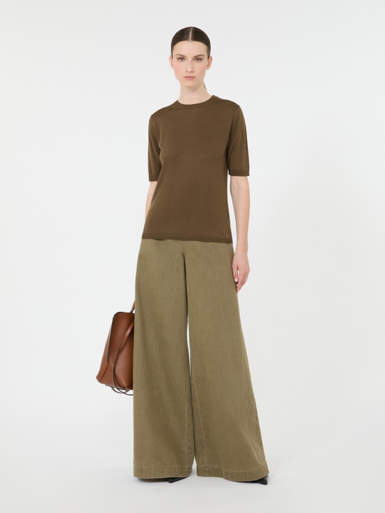 Stockinette-stitched cashmere and silk sweater - KAKI - Max Mara