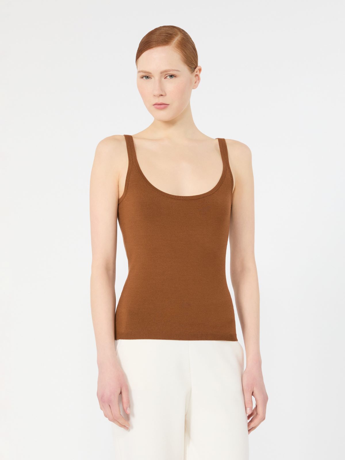 Sleeveless wool yarn sweater - TOBACCO - Max Mara - 2