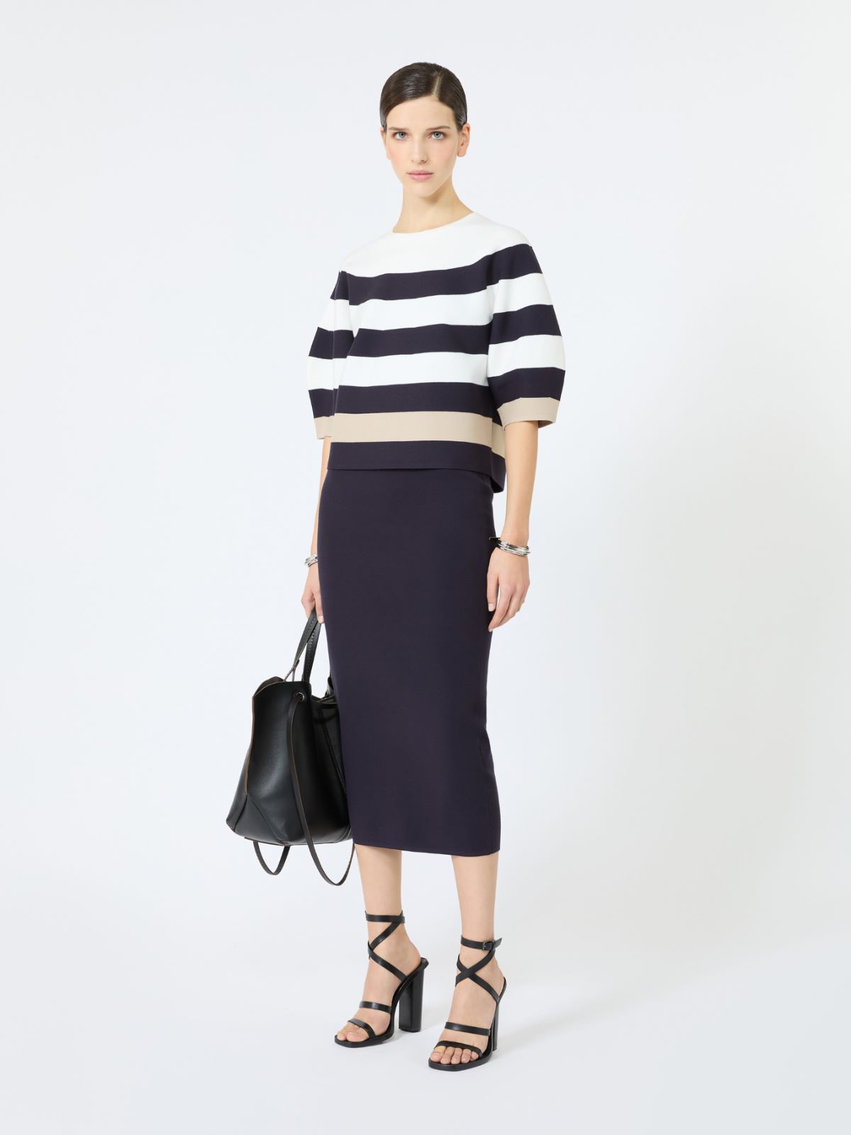 Viscose yarn cropped sweater - ULTRAMARINE