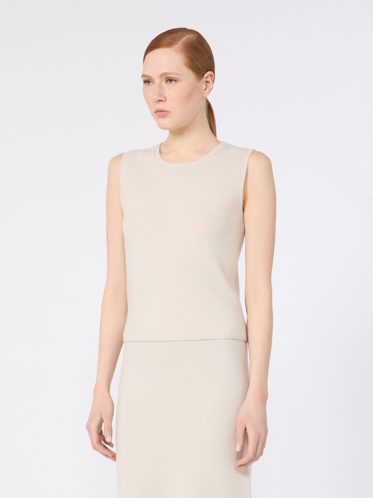 Sleeveless wool and cashmere sweater - BEIGE - Max Mara - 2