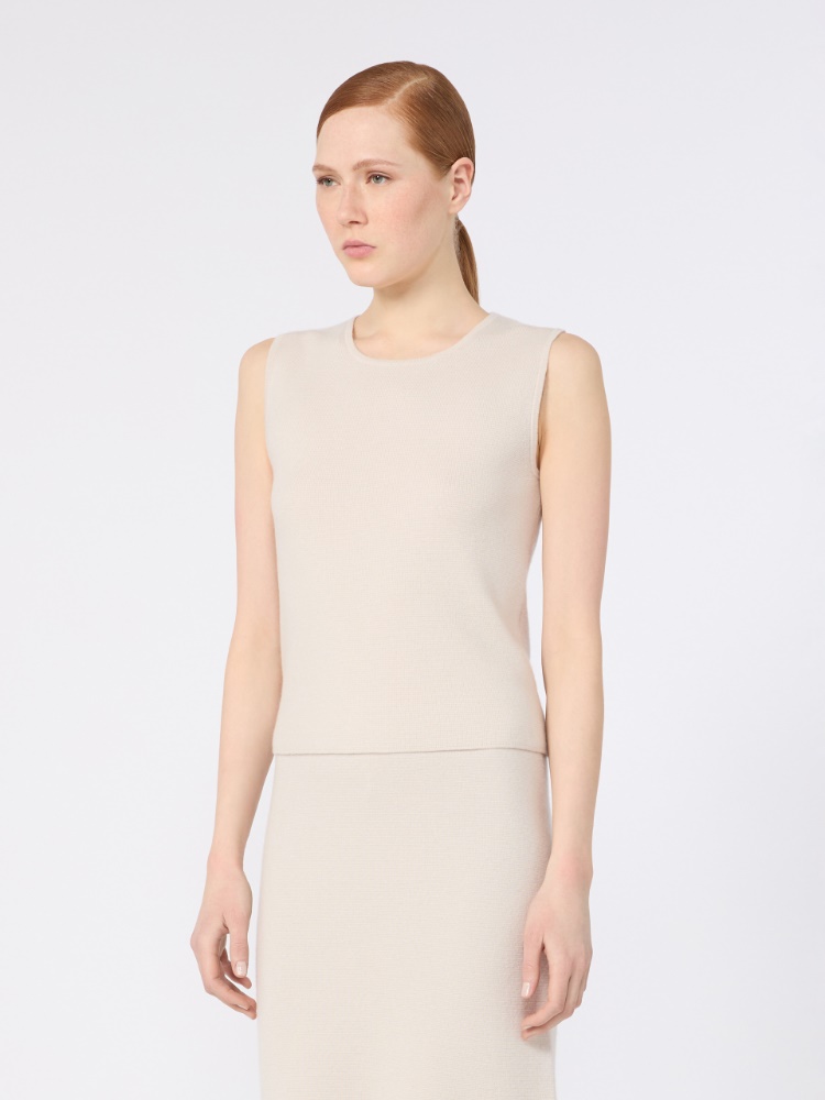 Sleeveless wool and cashmere sweater - BEIGE - Max Mara - 2