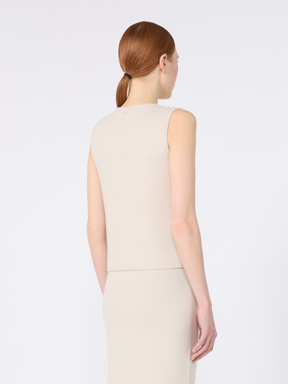 Sleeveless wool and cashmere sweater - BEIGE - Max Mara - 3