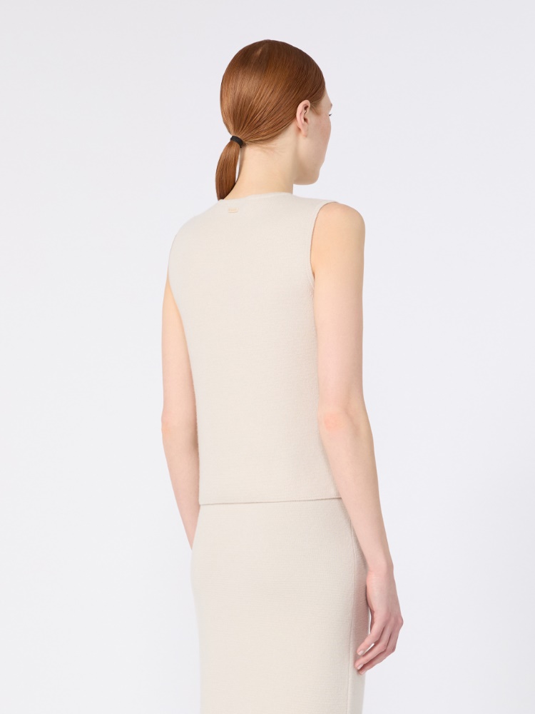 Sleeveless wool and cashmere sweater - BEIGE - Max Mara - 3
