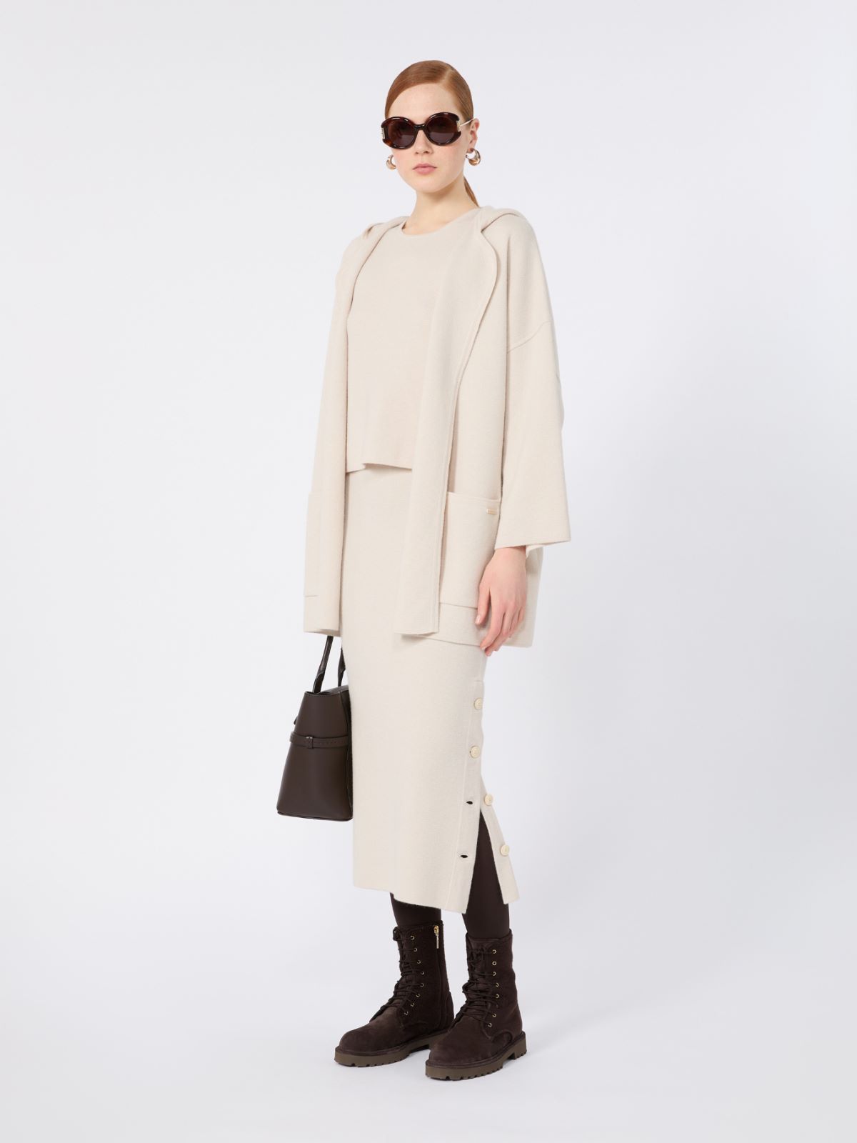 Sleeveless wool and cashmere sweater - BEIGE