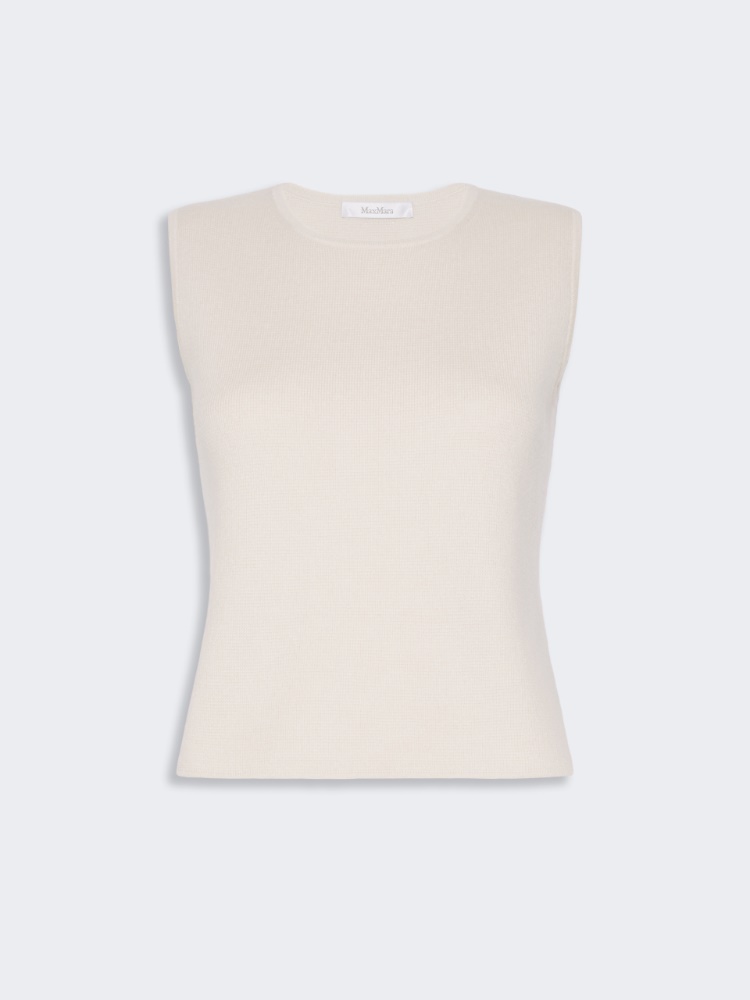 Sleeveless wool and cashmere sweater - BEIGE