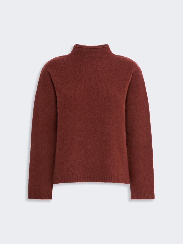 Relaxed-cut cashmere yarn sweater - RUST