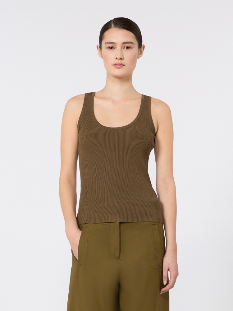 Close-fitting viscose crêpe jumper - MUD - 2