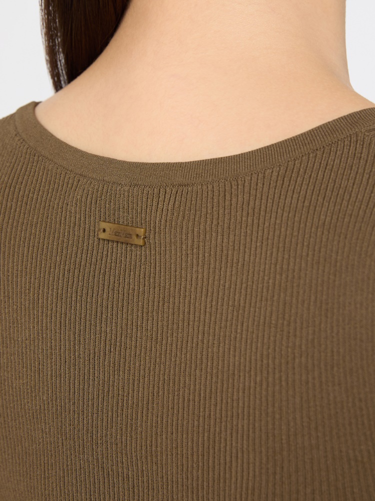 Close-fitting viscose crêpe jumper - MUD - 4