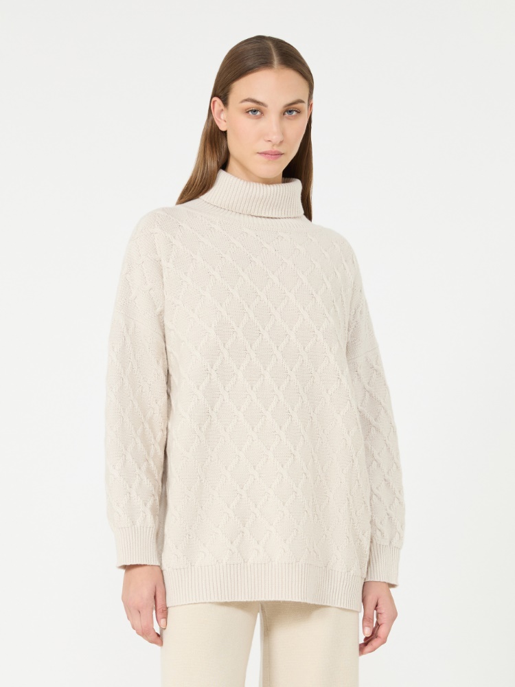 Oversized diamond wool and cashmere sweater - BEIGE - Max Mara - 2
