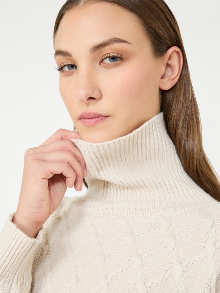 Oversized diamond wool and cashmere sweater - BEIGE - Max Mara - 4