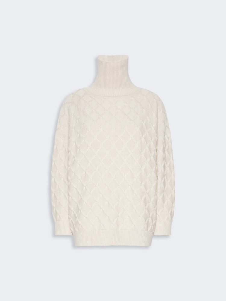 Oversized diamond wool and cashmere sweater - BEIGE - Max Mara - 5