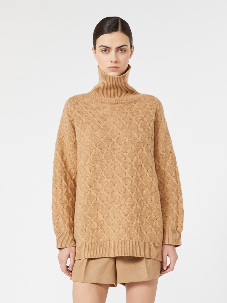 Oversized diamond wool and cashmere sweater - CAMEL - Max Mara - 2