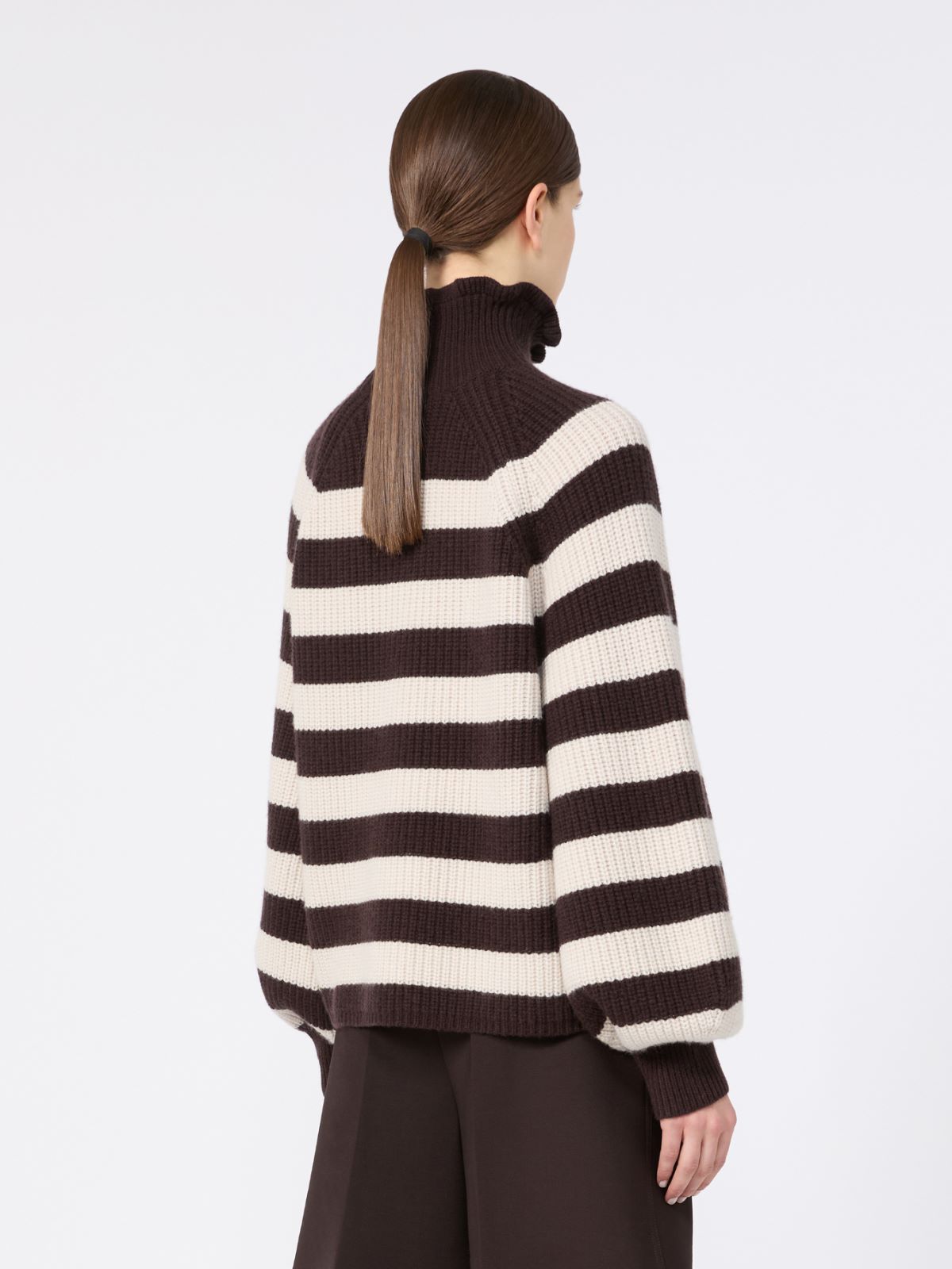 Relaxed-cut wool and cashmere sweater - DARK BROWN - Max Mara - 3