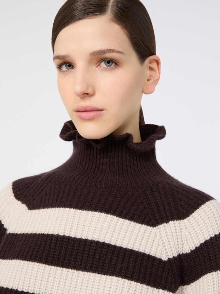 Relaxed-cut wool and cashmere sweater - DARK BROWN - Max Mara - 4
