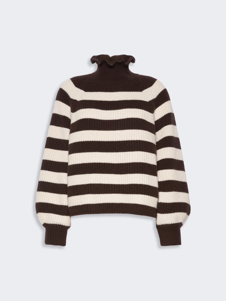 Relaxed-cut wool and cashmere sweater - DARK BROWN