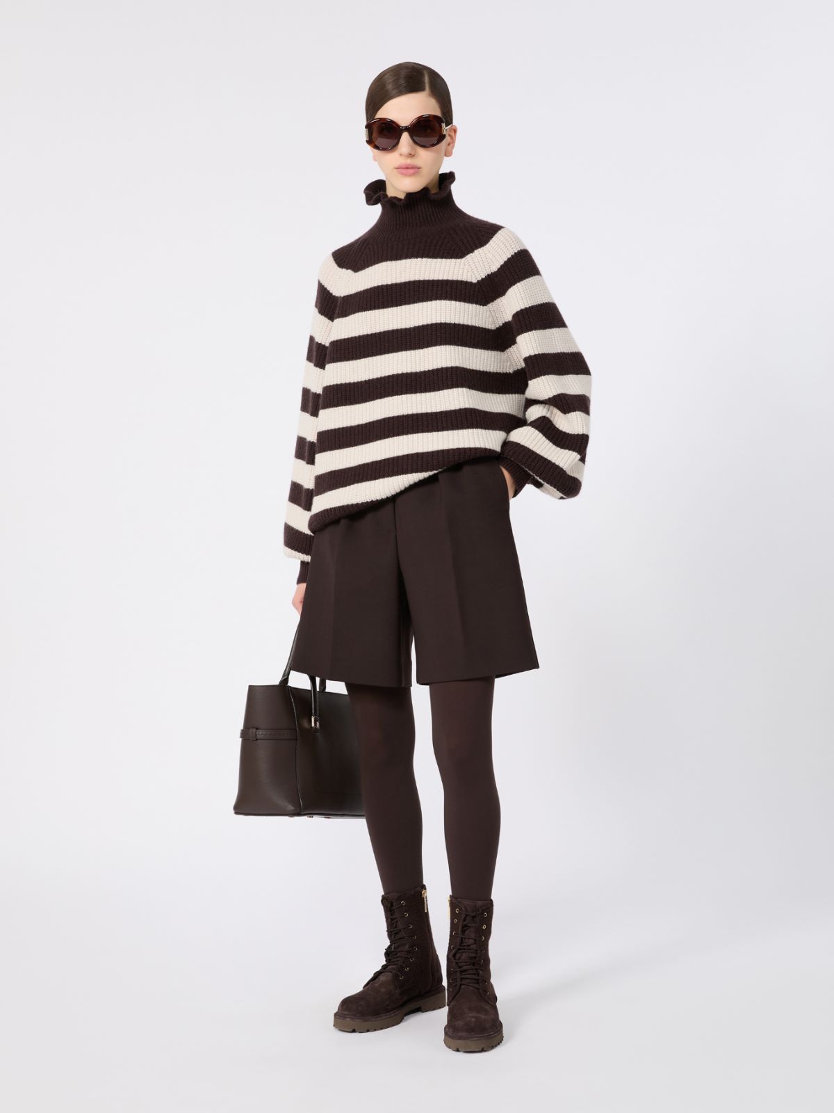Relaxed-cut wool and cashmere sweater - DARK BROWN - Max Mara