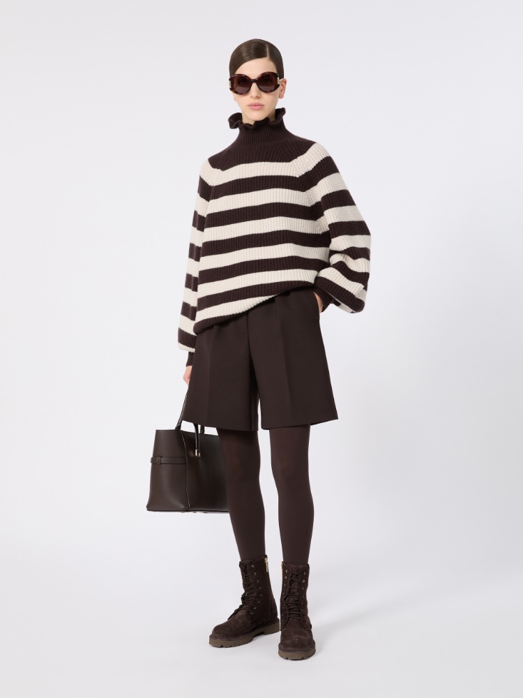 Relaxed-cut wool and cashmere sweater - DARK BROWN - Max Mara
