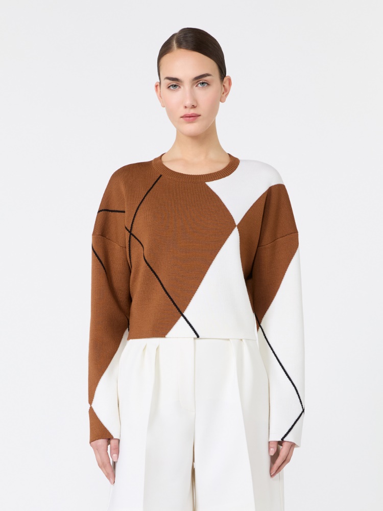 Argyle wool boxy sweater - TOBACCO - Max Mara - 2