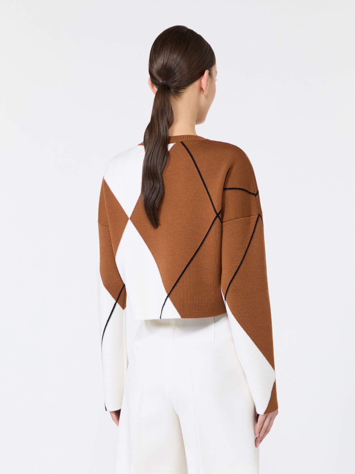Argyle wool boxy sweater - TOBACCO - Max Mara - 3