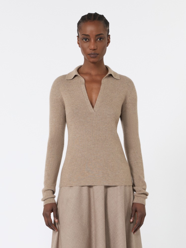Cashmere yarn polo sweater - SAND - Max Mara - 2