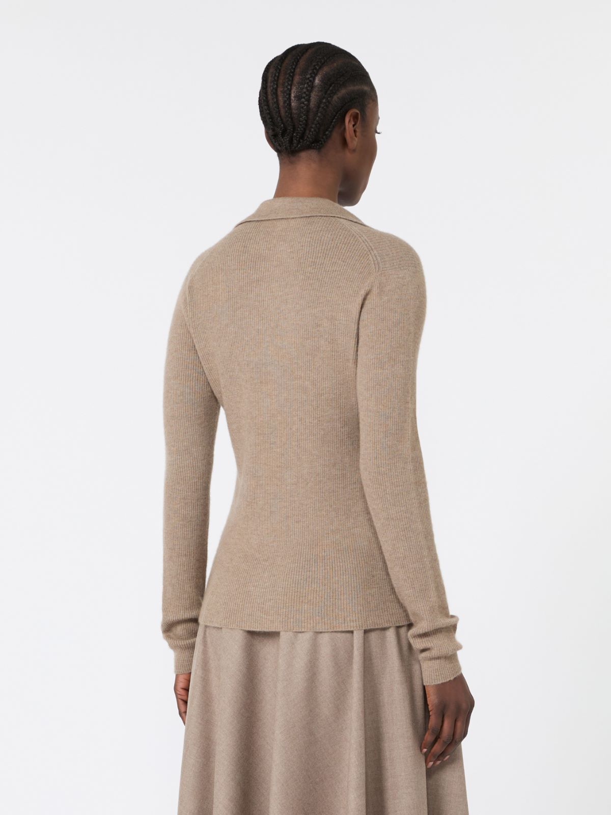 Cashmere yarn polo sweater - SAND - Max Mara - 3