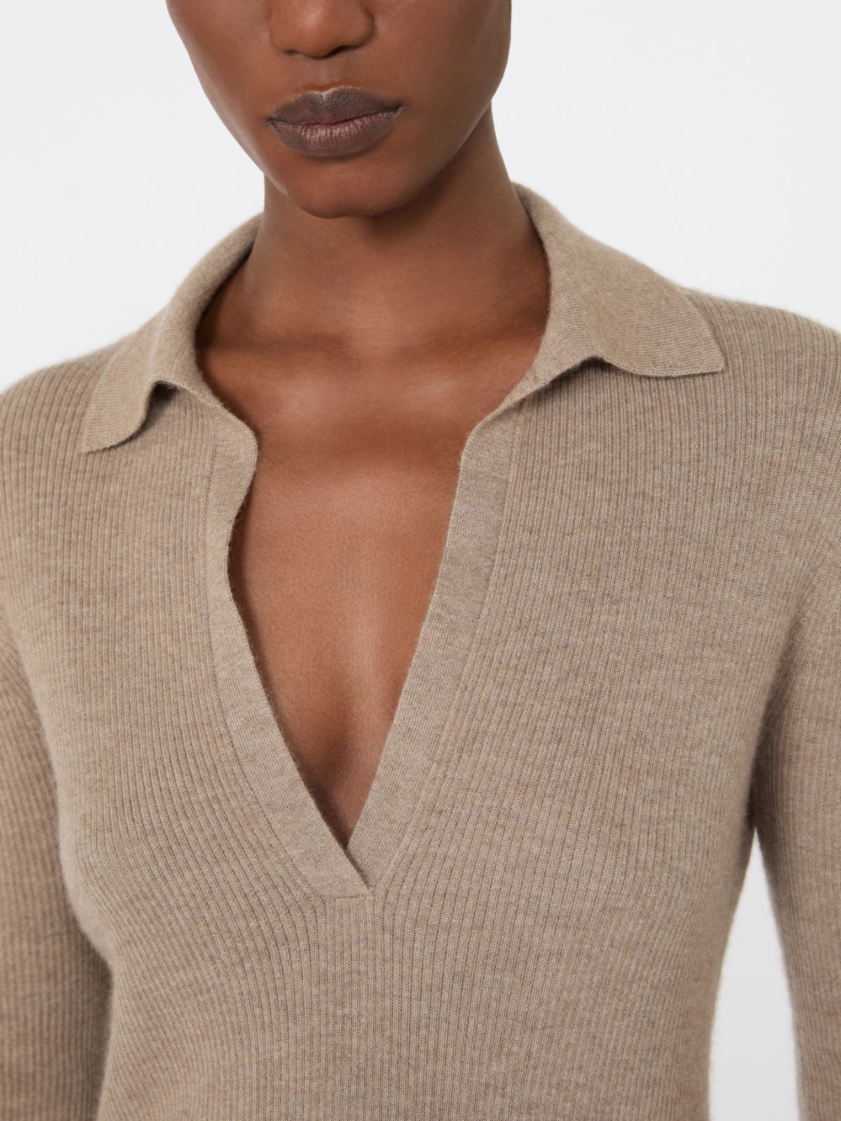 Cashmere yarn polo sweater - SAND - Max Mara - 4