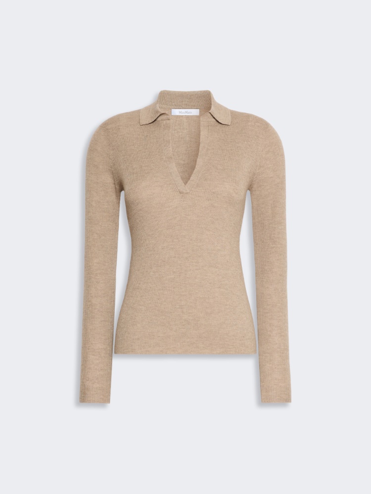 Cashmere yarn polo sweater - SAND - Max Mara - 5