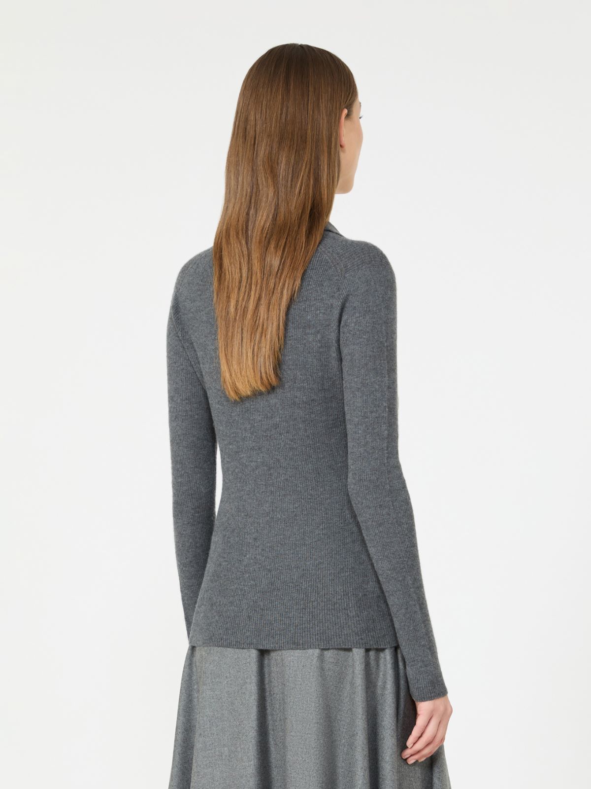 Cashmere yarn polo sweater - DARK GREY - Max Mara - 3