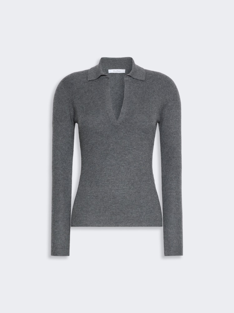 Cashmere yarn polo sweater - DARK GREY - Max Mara - 4