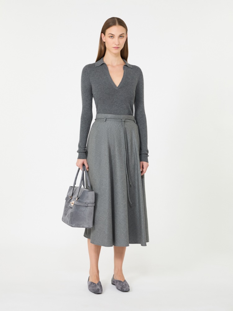 Cashmere yarn polo sweater - DARK GREY - Max Mara
