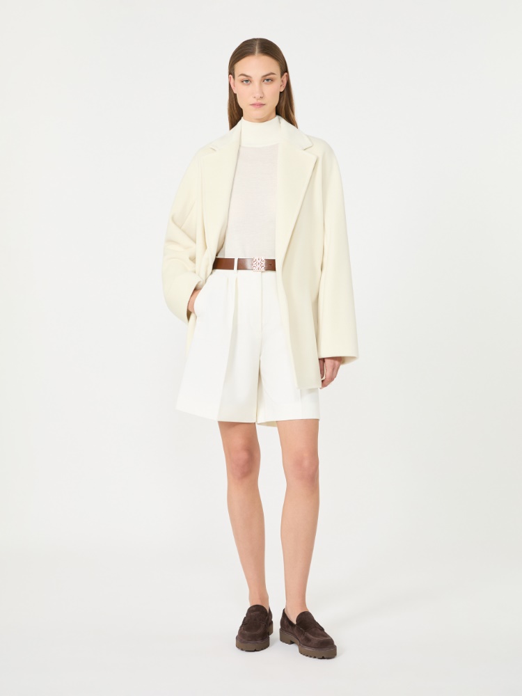Cashmere yarn polo-neck sweater - WHITE