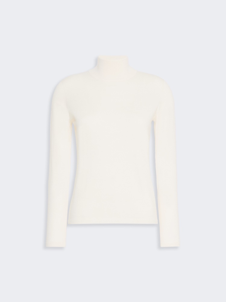 Cashmere yarn polo-neck sweater - WHITE