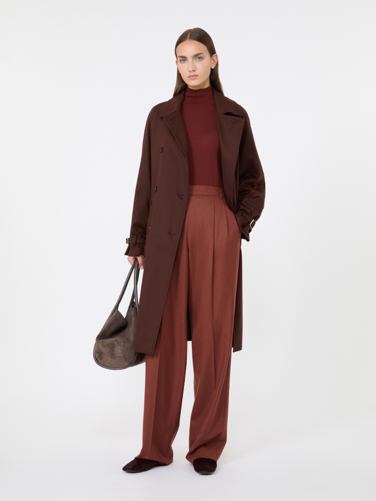 Cashmere yarn polo-neck sweater - RUST