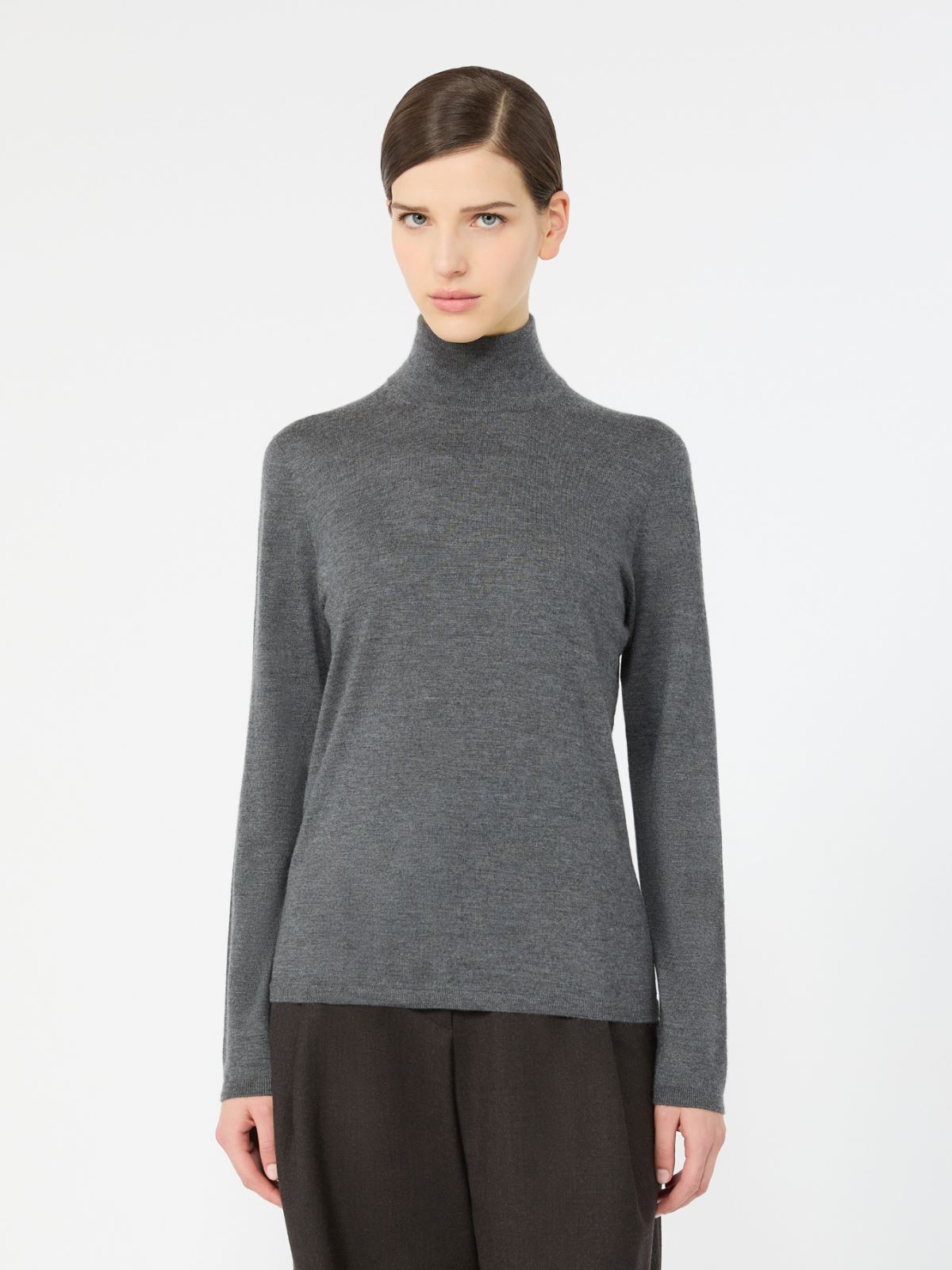 Cashmere yarn polo-neck sweater - MEDIUM GREY - Max Mara - 2