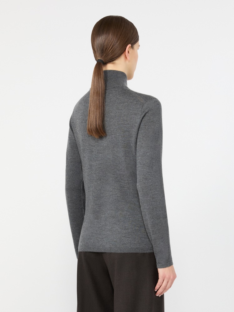 Cashmere yarn polo-neck sweater - MEDIUM GREY - Max Mara - 3
