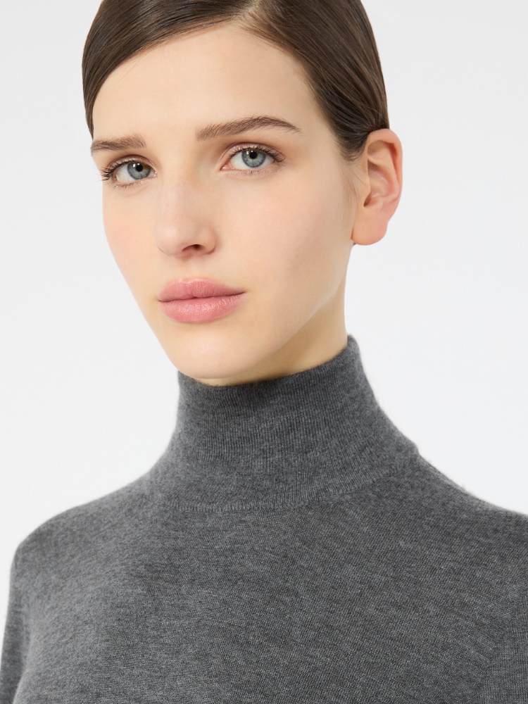 Cashmere yarn polo-neck sweater - MEDIUM GREY - Max Mara - 4