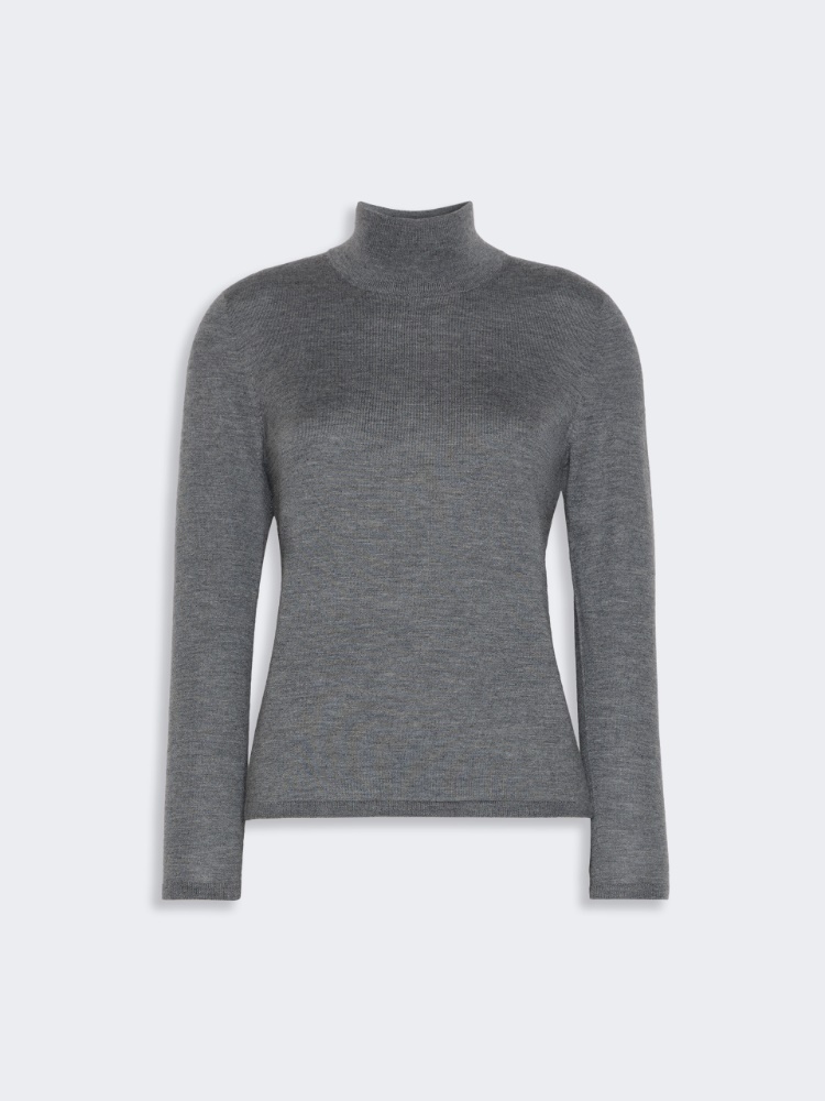 Cashmere yarn polo-neck sweater - MEDIUM GREY