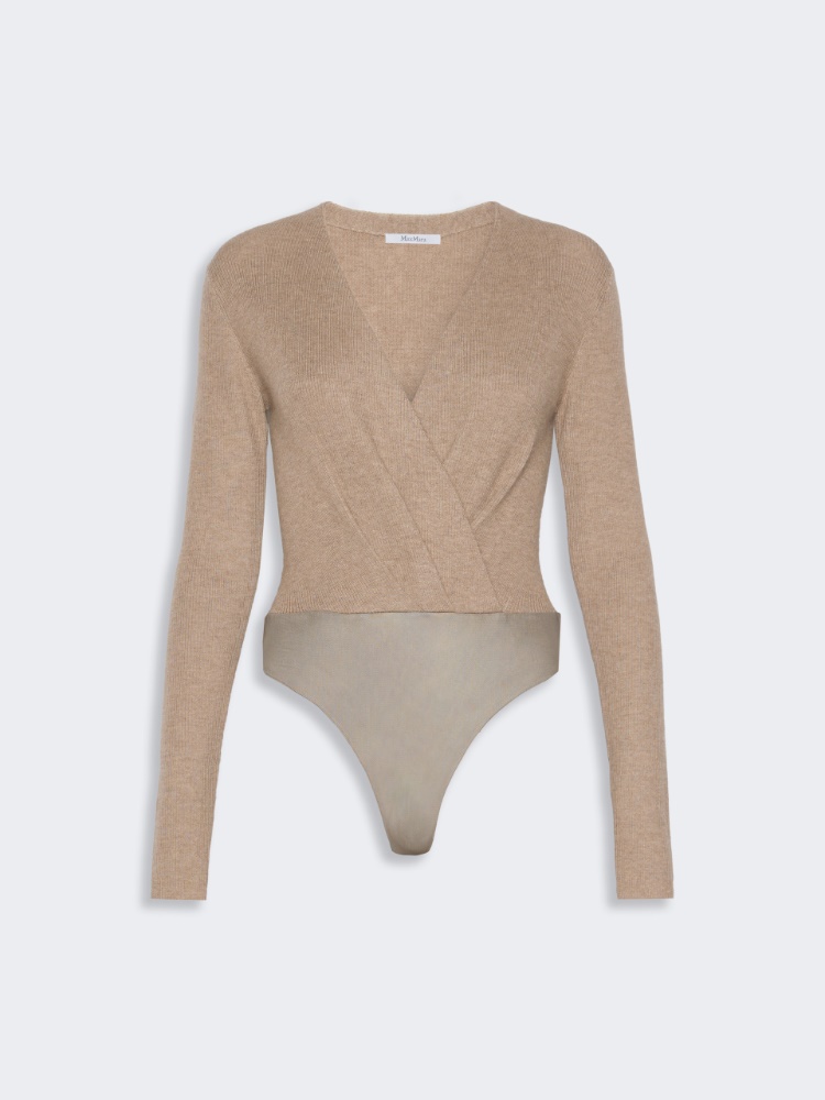 Cashmere yarn sweater bodysuit - SAND