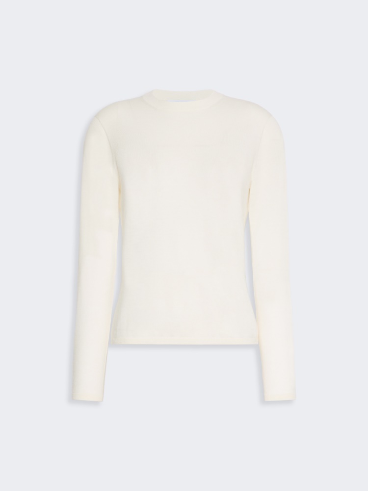 Cashmere yarn crew-neck sweater - WHITE