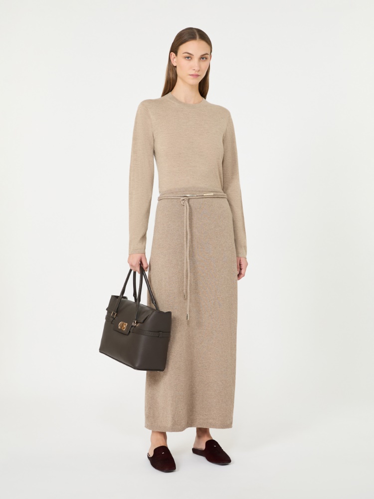 Cashmere yarn crew-neck sweater - SAND