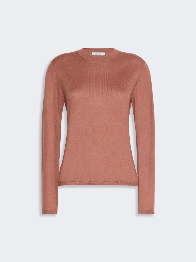 Cashmere yarn crew-neck sweater - TERRA COTTA