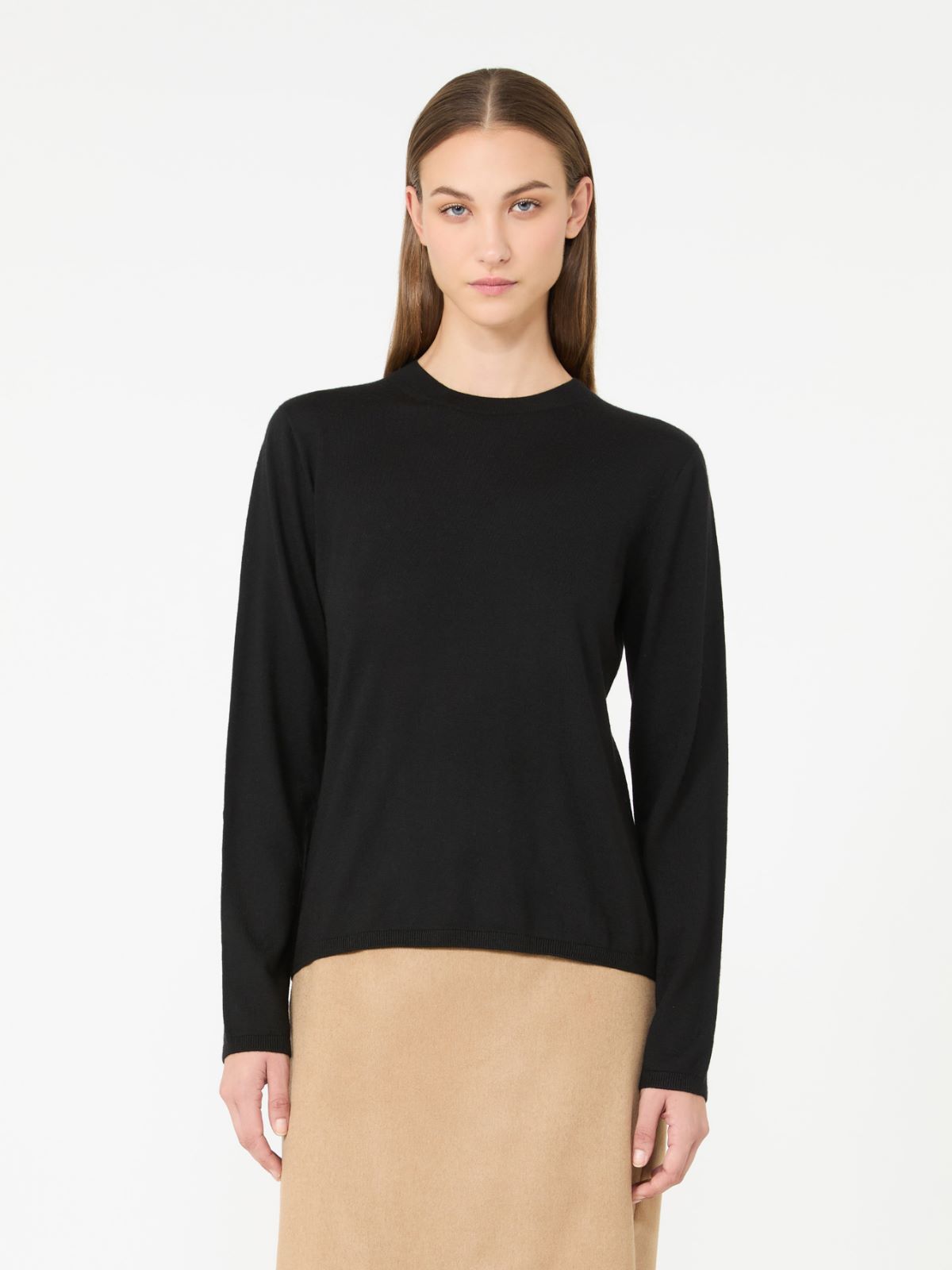 Cashmere yarn crew-neck sweater - BLACK - Max Mara - 2